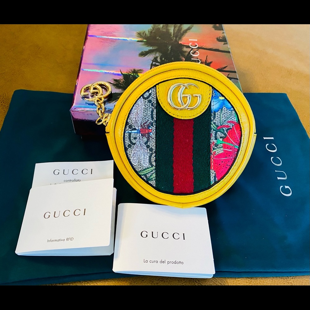Gucci Ophidia Flora Coin Purse  with Key Chain